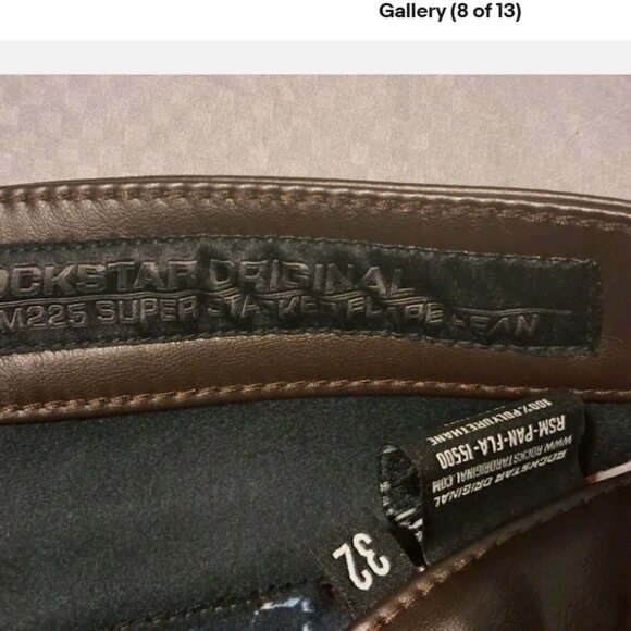 Rockstar Original Petrus Brown PU Stacked Flare Leather Jean Men's size 32 - Picture 7 of 11